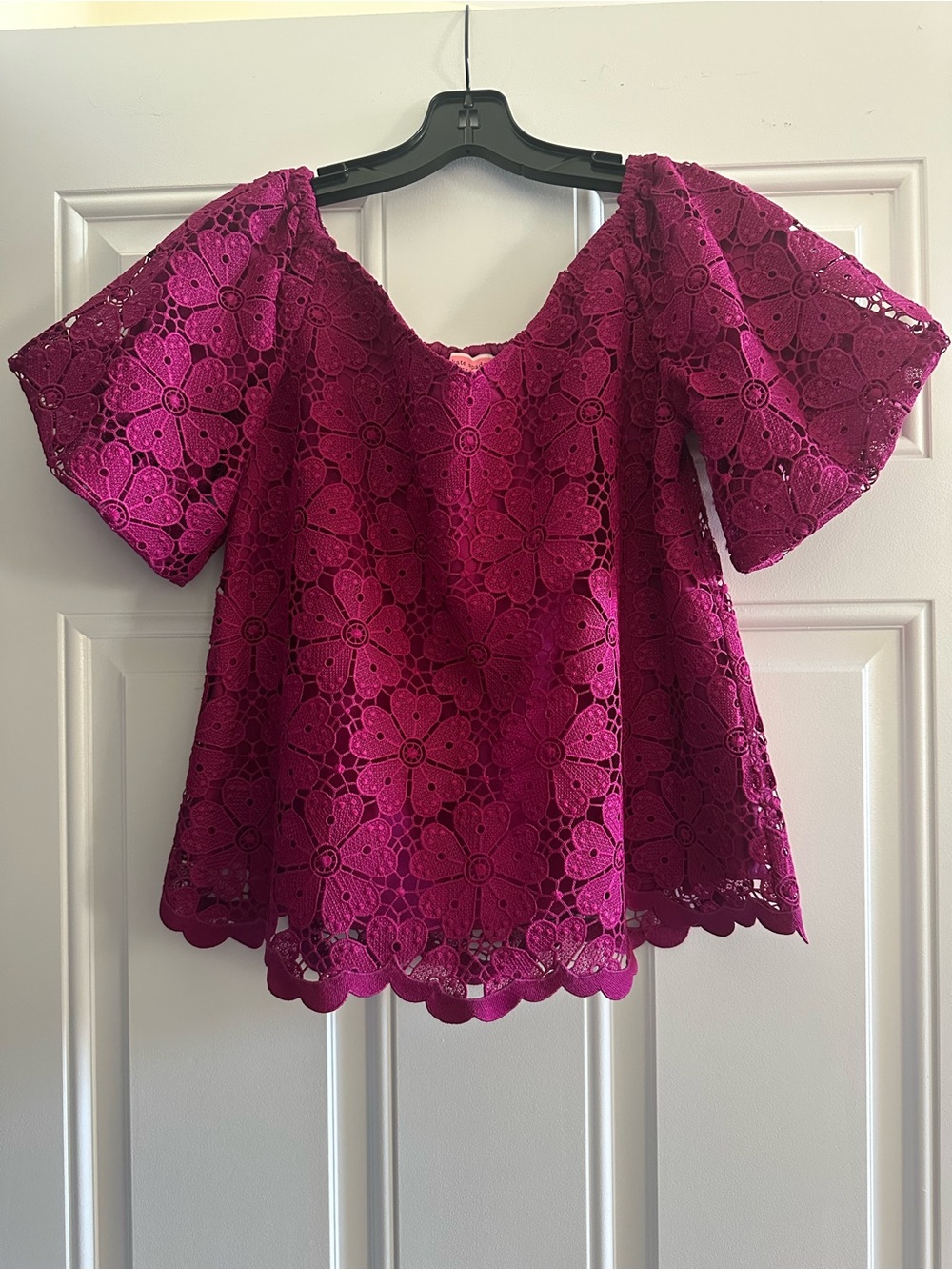 kate spade Floral Lace Off-Shoulder Top Fuchsia fully lined